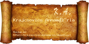 Krajcsovics Annamária névjegykártya