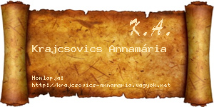 Krajcsovics Annamária névjegykártya